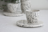 Lili - ceramic espresso cup with saucer in white and black lines pattern
