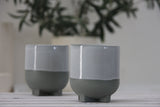 Plus- Ceramic espresso cup in gray and white glaze