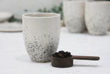 ORI -Ceramic cappuccino cup in white and black dots pattern