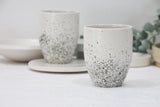 ORI -Ceramic cappuccino cup in white and black dots pattern