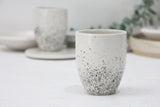 ORI -Ceramic cappuccino cup in white and black dots pattern