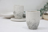 ORI -Ceramic cappuccino cup in white and black dots pattern