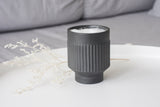 OLIVE -Ceramic cappuccino cup in black and curved lines pattern