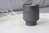 OLIVE -Ceramic cappuccino cup in black and curved lines pattern