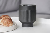 OLIVE -Ceramic cappuccino cup in black and curved lines pattern