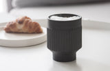 OLIVE -Ceramic cappuccino cup in black and curved lines pattern
