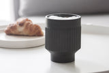 OLIVE -Ceramic cappuccino cup in black and curved lines pattern