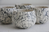 Eve -Ceramic cappuccino cup in white and black lines pattern