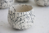 Eve -Ceramic cappuccino cup in white and black lines pattern