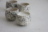 Eve -Ceramic cappuccino cup in white and black lines pattern