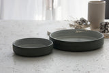 Elegant Two-Sized Serving Dish Set in gray and white glossy glaze