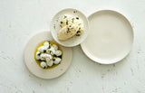 Elegant White butter and salt serving set with clear matte glaze