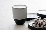 ORI -Ceramic cappuccino cup in black and white glossy glaze