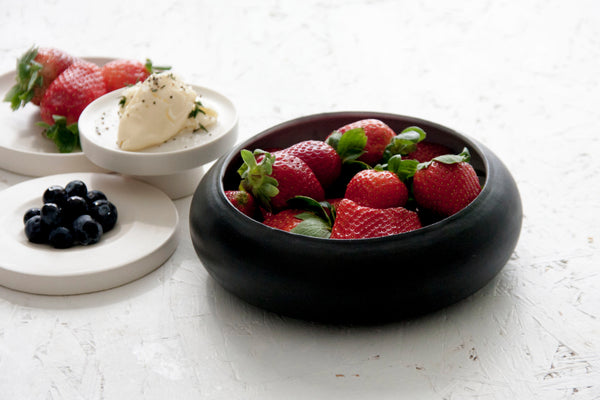 Ceramic bowl black and white glossy glaze