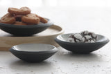 Serving set- Ceramic dishes in black and white glaze