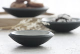 Serving set- Ceramic dishes in black and white glaze