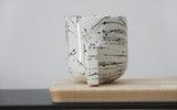 Lenny- Ceramic espresso cup in white with black lines pattern