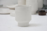OLIVE -Ceramic cappuccino cup in white and curved lines pattern
