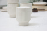 OLIVE -Ceramic cappuccino cup in white and curved lines pattern