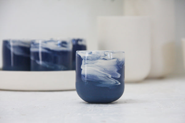 Emma- espresso cup in blue and white marble