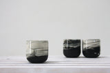 EMMA - Ceramic espresso cup in black and white marble pattern- Long