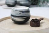 Eve -Ceramic cappuccino cup in white and black marble pattern