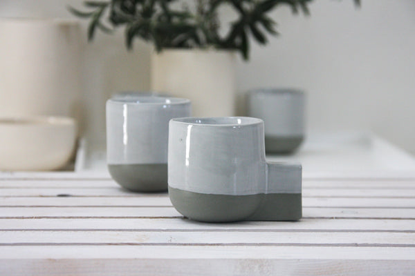 Lenny- Ceramic espresso cup in gray and white