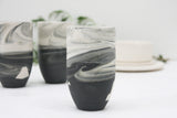 Ori - Ceramic tumbler in black and white marble