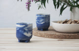 PLUS - Ceramic espresso cup in blue marbled.