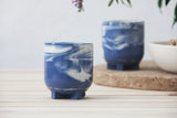 PLUS - Ceramic espresso cup in blue marbled.