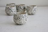 Eve -Ceramic cappuccino cup in white and black lines pattern