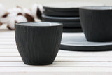 Lili - Hand-carved ceramic espresso cup in black and white glossy glaze