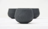 Eve - Hand-carved ceramic cappuccino cup in black and white glossy glaze- Long