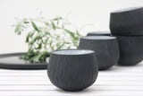 Eve - Hand-carved ceramic cappuccino cup in black and white glossy glaze- Long