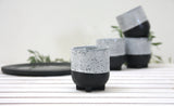 Plus- Ceramic espresso cup in black and white and black dots