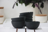 Trio- 3 ceramic small bowls in black and glossy glaze